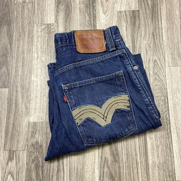 LEVI'S 569 Loose Straight High Rise Dark Wash Blue Denim Jeans Men's W 31 L 30 - Picture 1 of 11